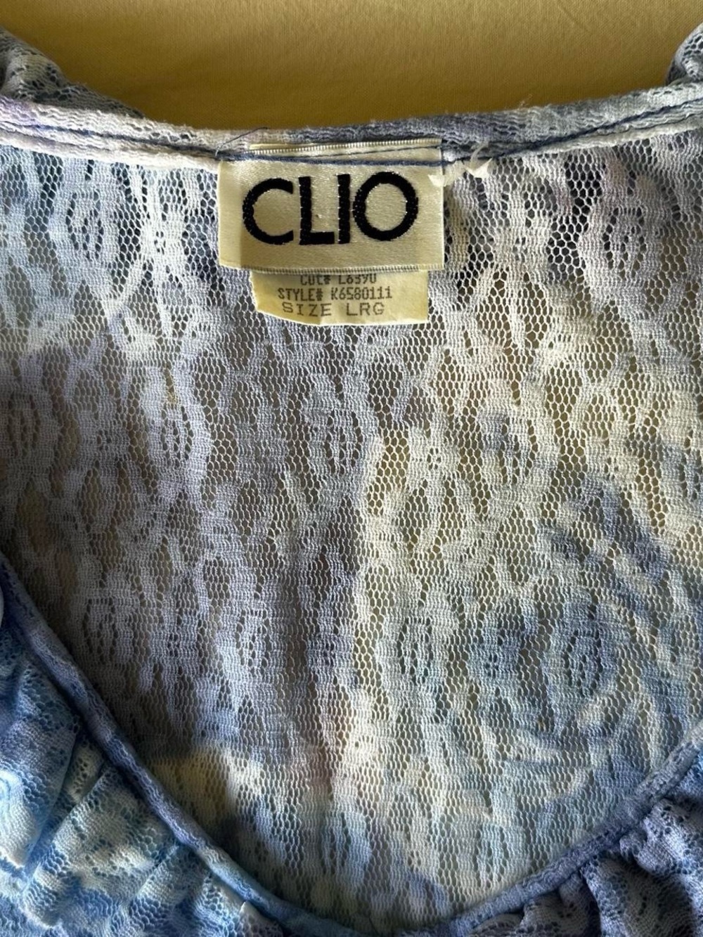 CLIO Blue Ruffle-Front Lace Top - Picture 3 of 5